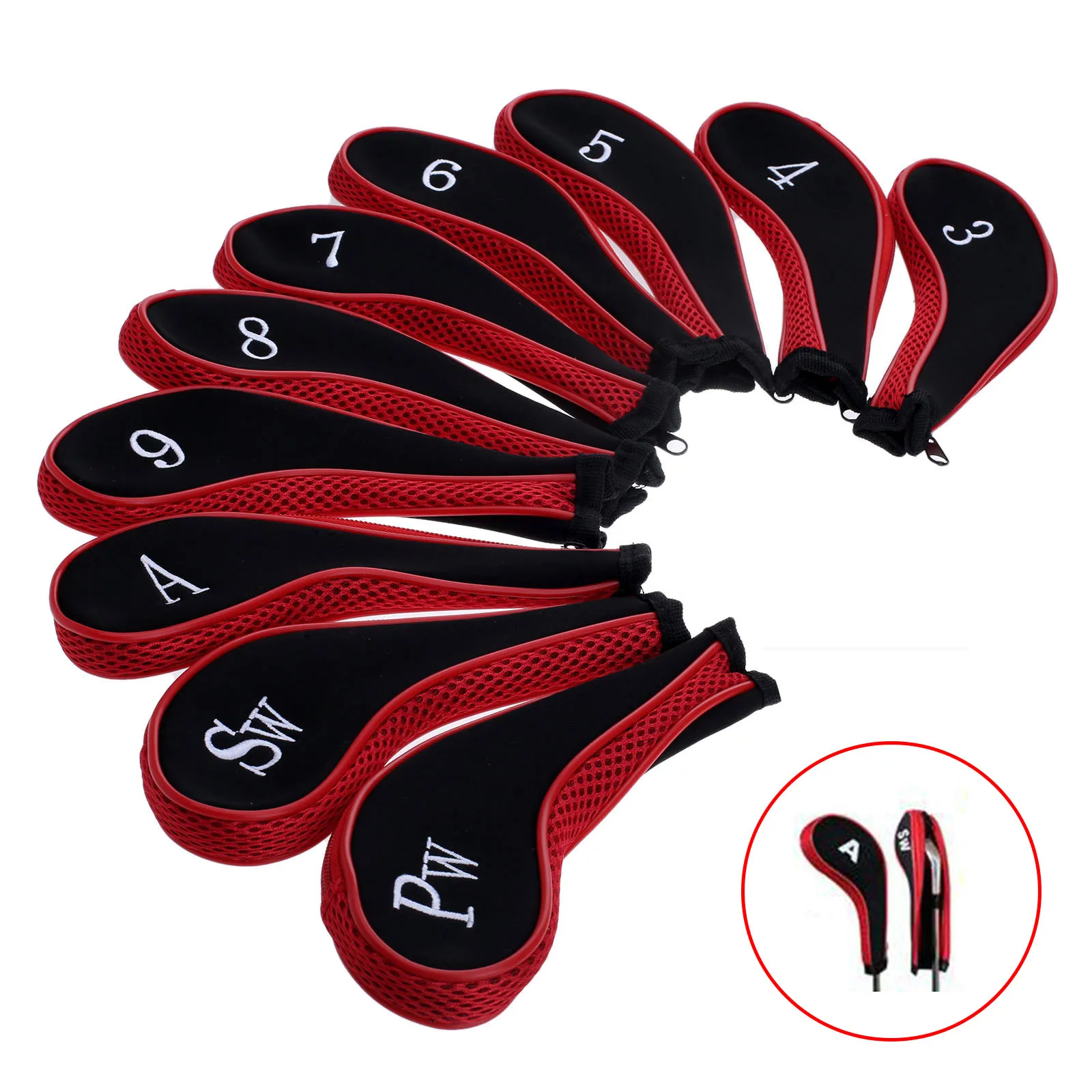 

10Pcs Cloth Golf Club Iron Putter Head Covers Golf Clubs Headcovers Protect Case Pocket Washable Sleeve Neoprene Head Accessorie