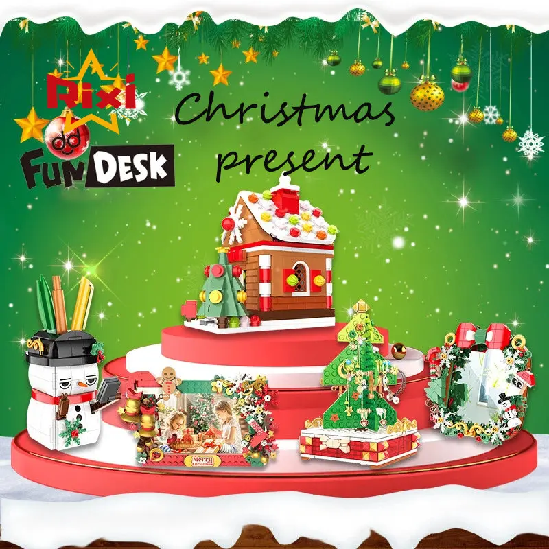 

MOC Chritmas Building Blocks City Winter Village Christmas Tree Santa Claus Gingerbread House Photo Frame DIY Bricks Toys Gifts