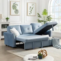 83" Pull Out Sleeper Sofa Reversible L-Shape 3 Seat Sectional Couch with Storage for Living Room Furniture Set