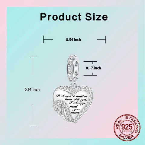 925 Sterling Silver I Always Need You Mom Mother's Day Pendant Charm Fit Original Charms Bracelets Women DIY Jewelry Gift