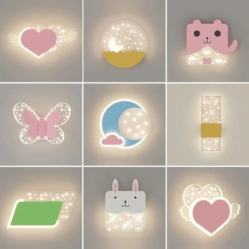 

Акриловая настенная лампа с мультяшным рисунком, винтажные светильники в скандинавском стиле для коридора, лестницы, спальни, прикроватного столика, комнатное украшение для детской комнаты