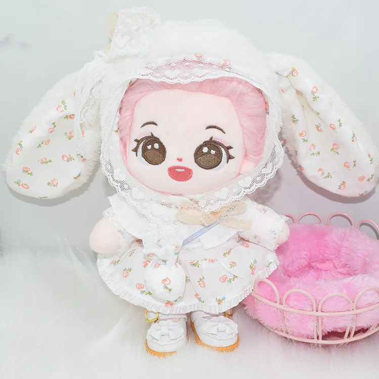 

3pcs Set 20cm Plush Doll's Clothes Cute Princess Dress Hat Shoes Cotton Stuffed Baby Dolls Accessories Outfit for Doll Handmade