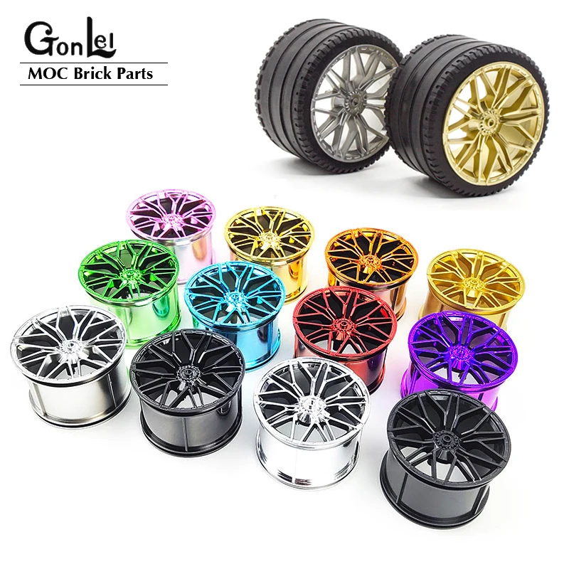 

4Pcs/lot Technical Tyre 81.6x44 ZR Straight Tread 23799 Wheels Hub 68577 Rim 62.3x42 fit 42115 Sports Cars Building Blocks Toys