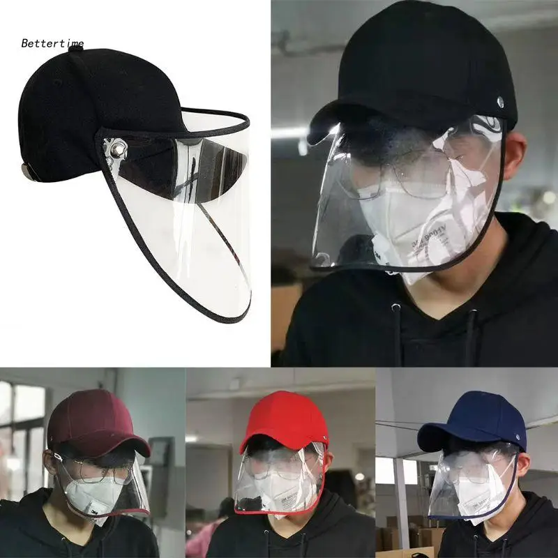 

B36D Unisex Anti-Spitting Splash Protective Baseball Cap Anti-Fog Saliva Dustproof Detachable Face Shield Mask Adjustable Hat