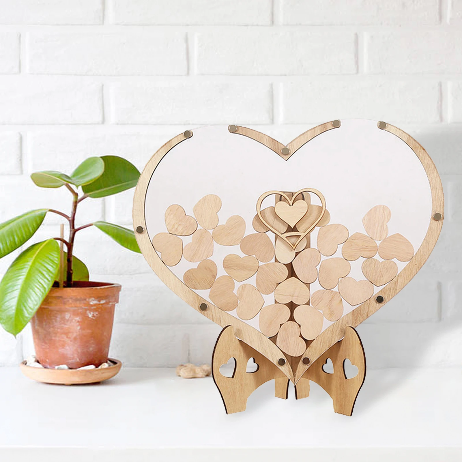 

Heart Wedding Guest Book Wooden Guestbook Decoration Personalized Wedding Guest Book Drop Top Guest Book Frame Sign Book With