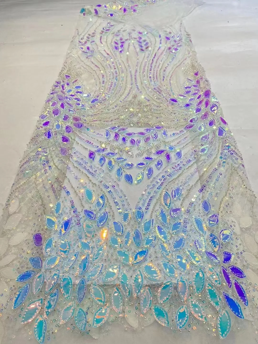 

African Lace Fabric 2022 High Quality French Lace Fabric With Colorful Sequins Nigerian Lace Fabrics For Wedding Dress QF0087
