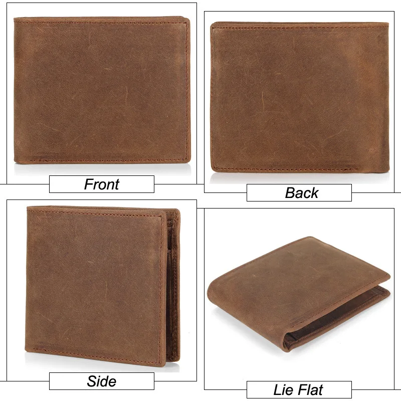 Мужской кошелек из натуральной кожи винтажный короткий тонкий двойной мини для