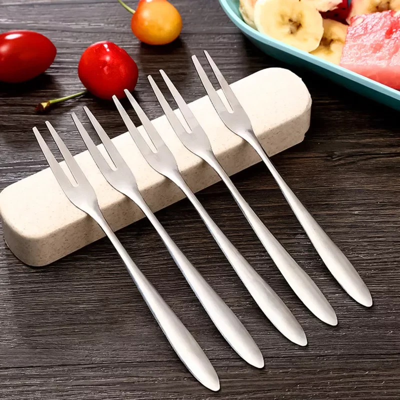 

2022New Fork Luxury Stainless Steel Cake Dessert Fork Mini Fork Salad Flatware Fork Two-tine Fork Table Fork Cutlery Kitchen Too