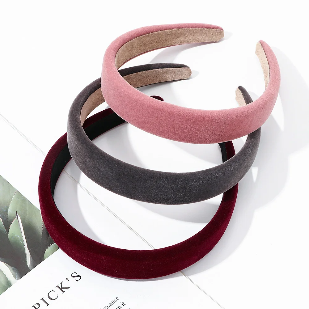 Обруч для волос в Корейском стиле из Флокированной ткани однотонная повязка