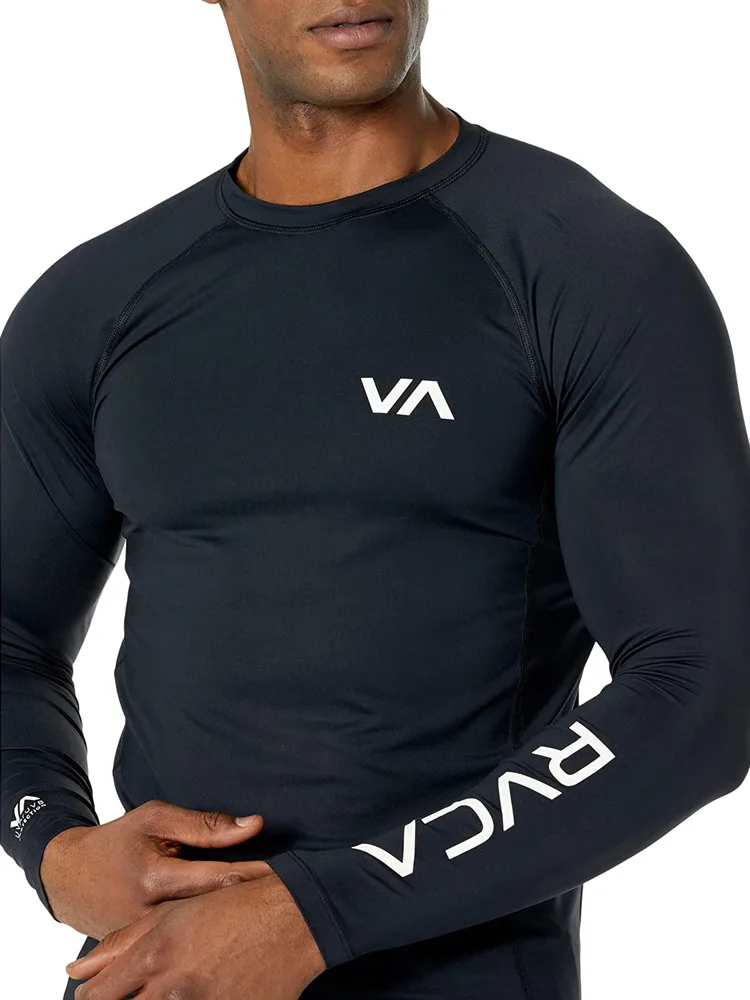 RVCA Surf Wear Clothing Men Long Sleeve UV SunSwimming Tight T-Shirt Rashguard Gym Sets Rash Guards Skins Surfing Suit Diving