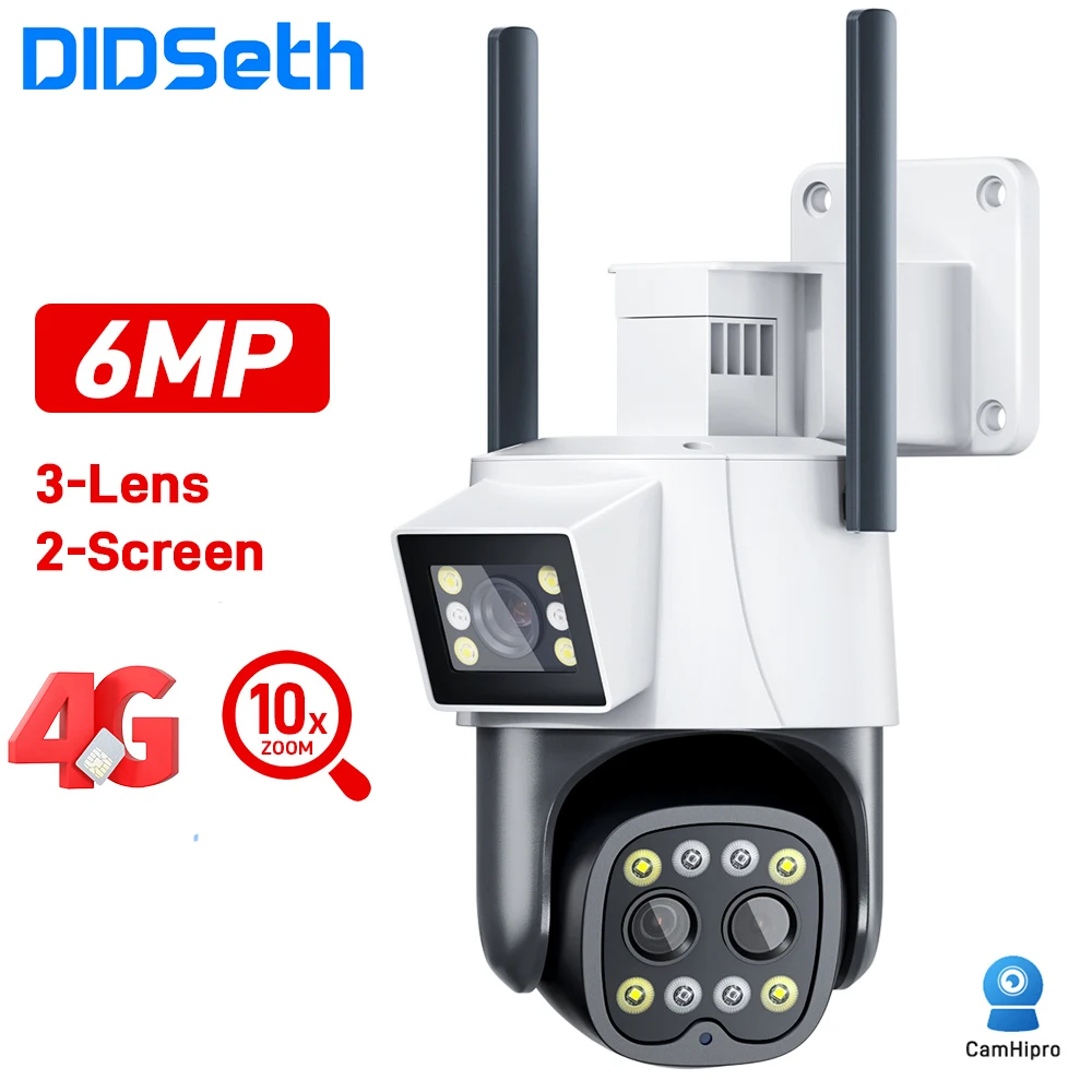 

DIDSeth 6MP PTZ WIFI IP Camera There Lans CCTV Security Cam Ai Humanoid Filter Push Color Night Vision Security Surveillance