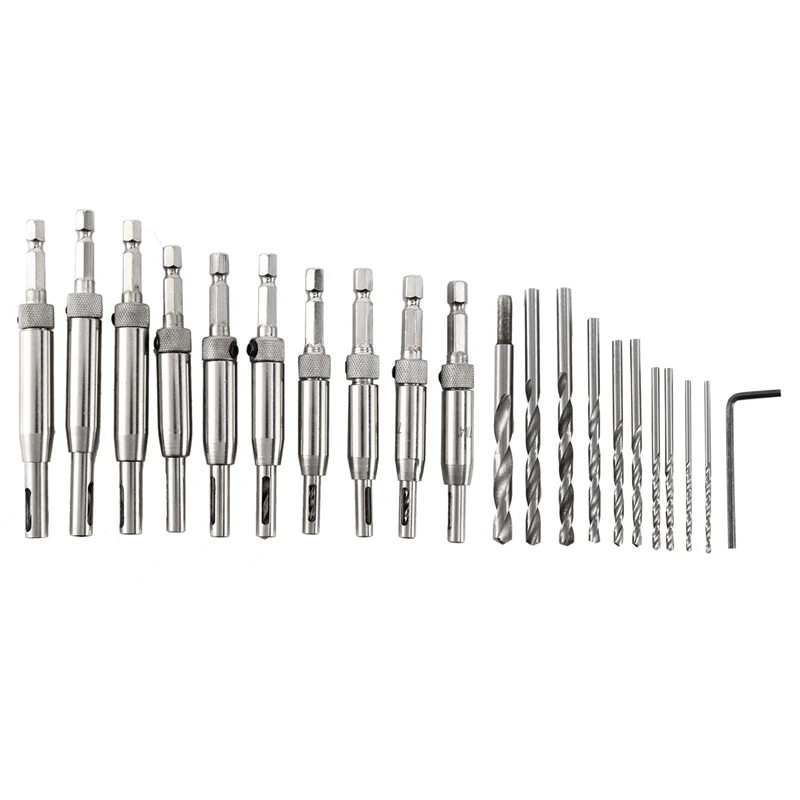 

21-Piece Hinge Punch Drill Set, Self-Centering Hinge Punch 5/64 Inch 9/64 Inch 11/64 Inch13/64 Inch 5Mm 1/4 Inch