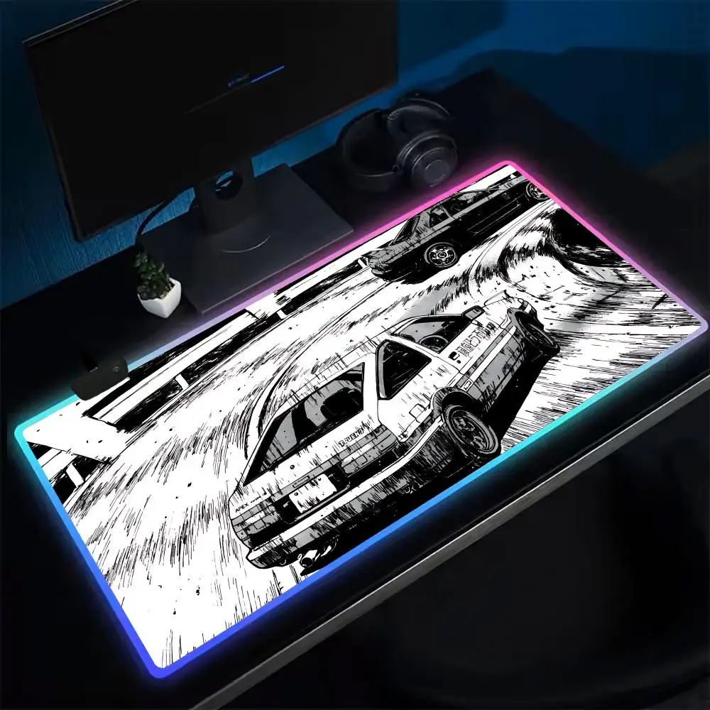 Фото Коврик для мыши Cartoon AE86 l-Initials D, игровой коврик для мыши в стиле аниме, светодиодные настольные коврики с подсветкой, резиновый настольный коврик XXL, коврик для мыши RGB, настольные коврики №2