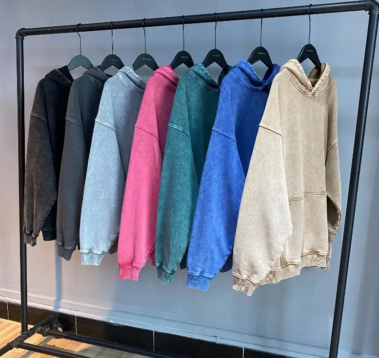 

Мужская винтажная толстовка с капюшоном, однотонная свободная повседневная кофта оверсайз с карманами, осень