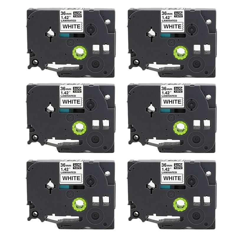 

NEW-6 Pack 36mm TZC Label Ribbon for Brother Label Printer PT-P900 PT-P950NW PT-E800T PT-9700PC PT-9800PCN Thermal Paper