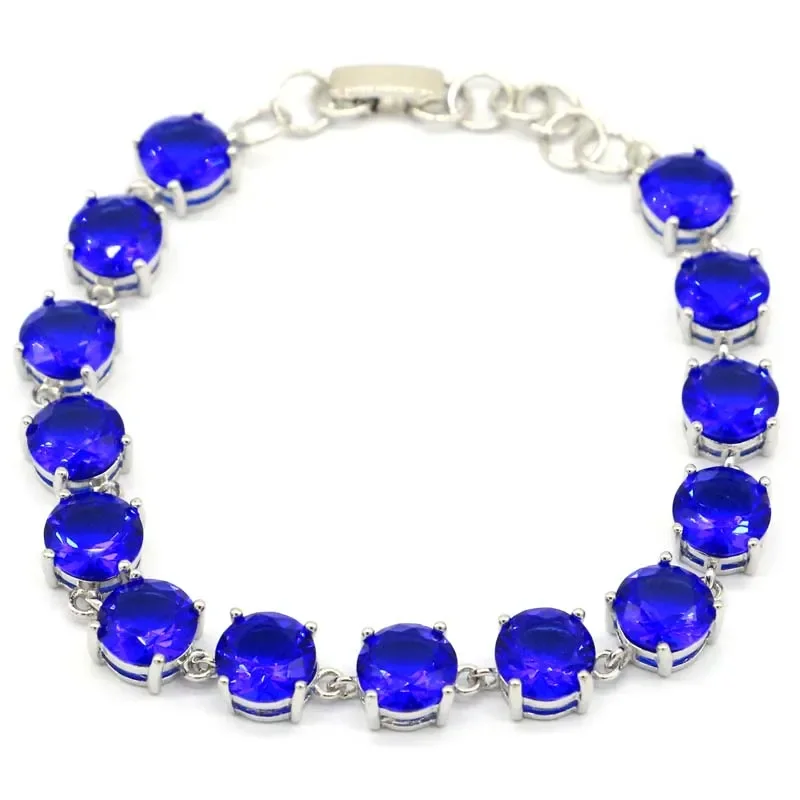 14 г 925 ТОЛЬКОГО СЕРЕБРА индивидуальный БРАСЛЕТ великолепный фиолетовый танзанит