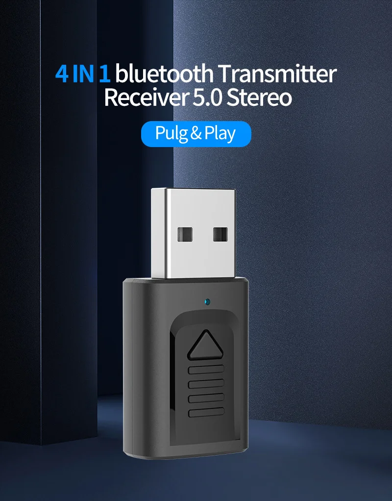 

USB Wireless Adapter 3.5mm AUX BT Audio Receiver Transmitter Wireless Dongle for Car TV Speaker 4 In 1 Bluetooth Adapter