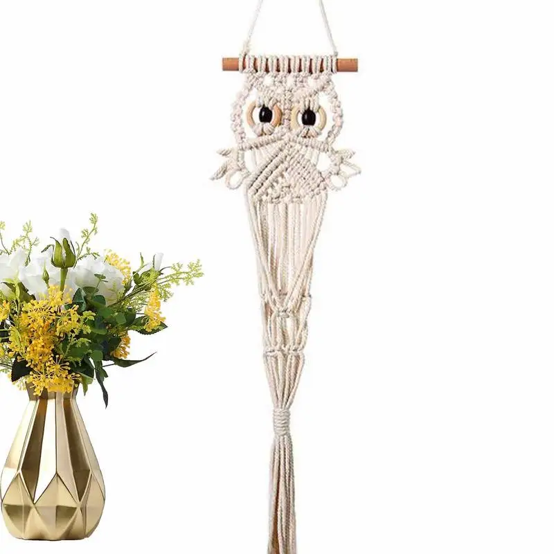 

Hand-woven Tapestry Owl Hanging Basket Dried Flower Pocket Home Decoration Tapestry Bedroom Living Room Wall Hanging Tapestry