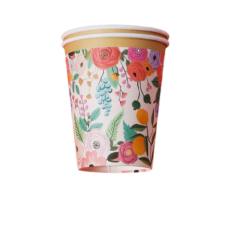 

Gilding Disposable Paper Cup Kindergarten Meeting Party Cup Thickened Leak-Proof Color Cartoon Environmental Protection Dining