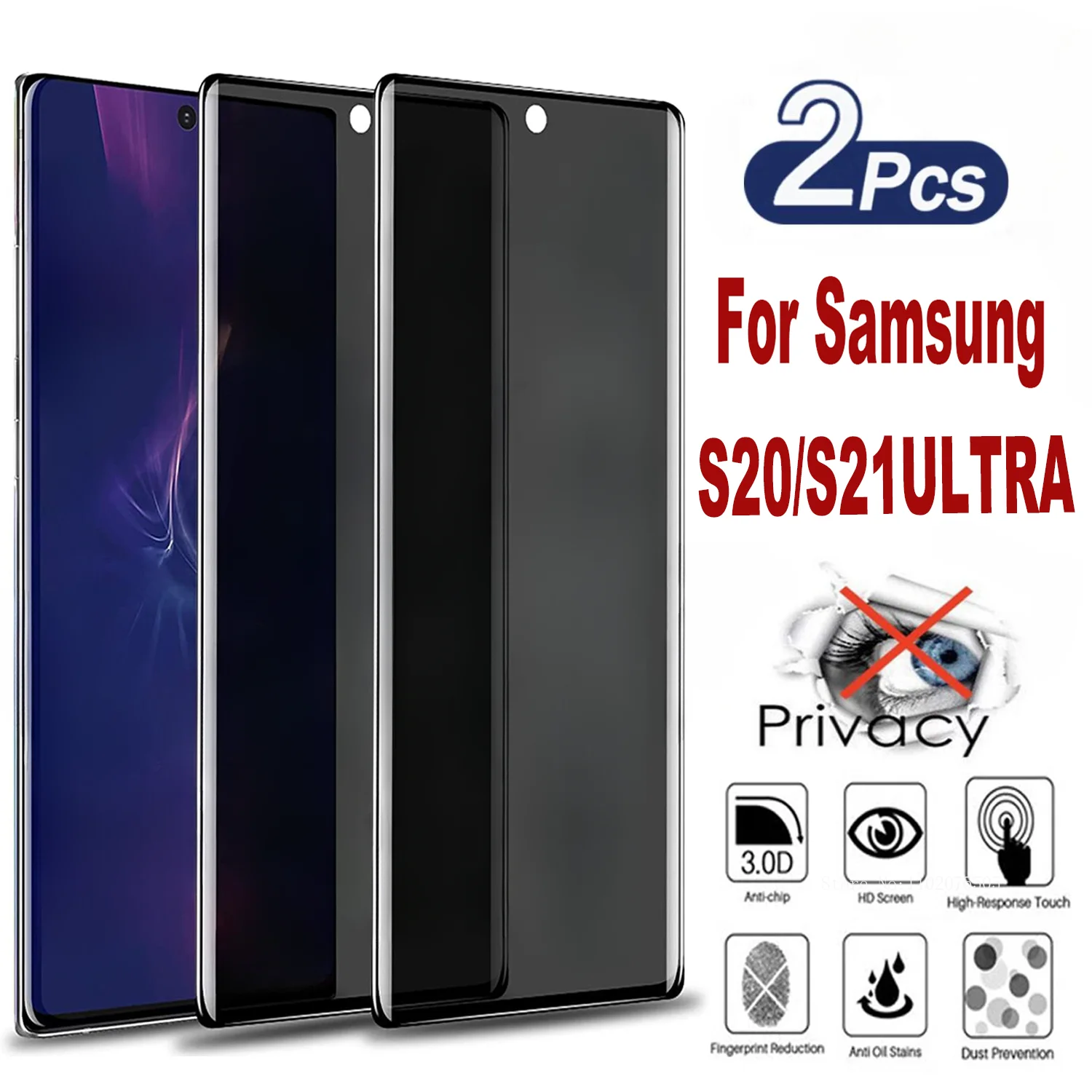 2 шт. антишпионское закаленное стекло для Samsung Galaxy S20 S21 S22 S23 S24 ультратонкая Защита