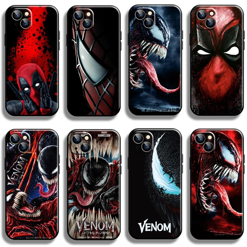 

Venom Spiderman Deadpool For Apple iPhone 13 12 11 Pro 13 12 Mini X XR XS Max 5 6 6S 7 8 Plus SE2020 Phone Case Soft Black