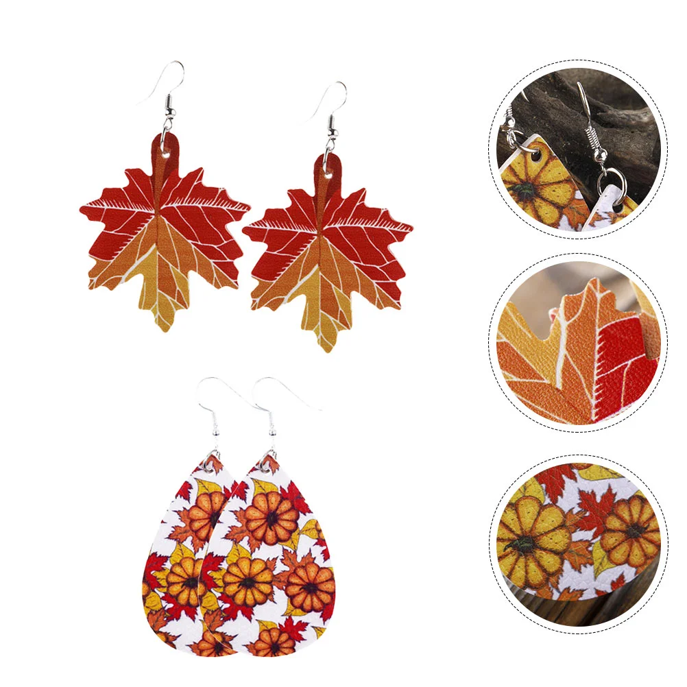 

Thanksgiving Earrings Dangle Drop Jewelry Autumn Ear Earring Fall Pendant Hoop Maple Costume Teardrop Leavespumpkin Hook Drops