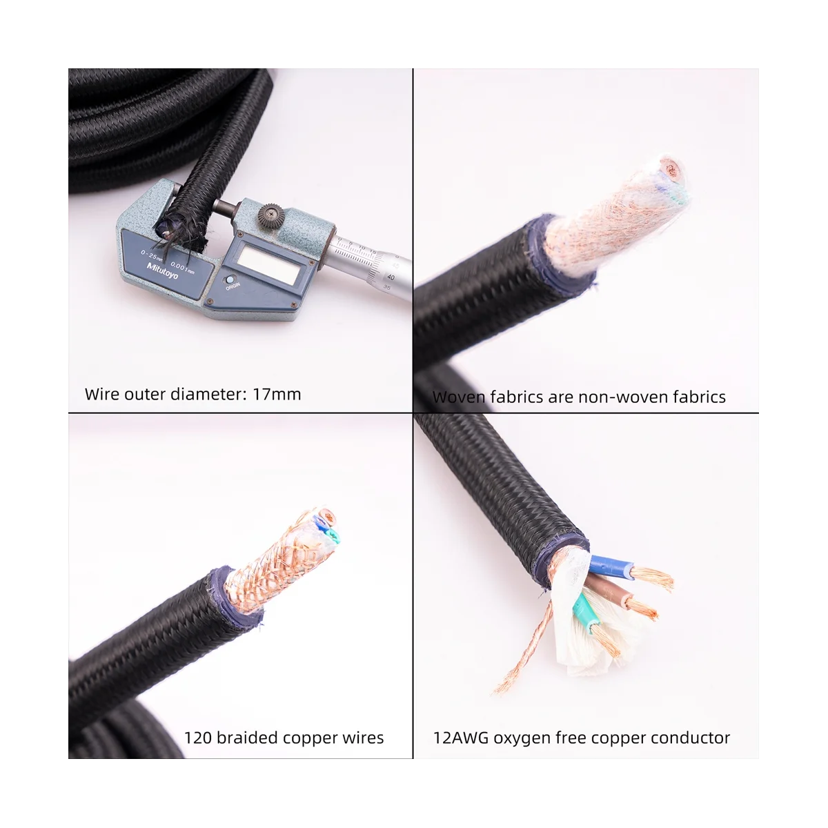 

Audiophile 17mm HiFi OCC Power Cable CD/IEC Player Amplifier AC Power Cord 6N DIY HIFI RCA XLR Bulk Power Cable 3 Meter