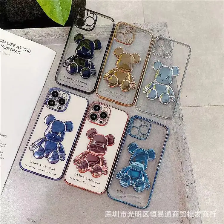 

2022Hot Sale Glory 50 Tide Brand Electroplating Violent Bear Mobile Phone Case P30PRO Suitable for Transparent Fine Hole Sleeve