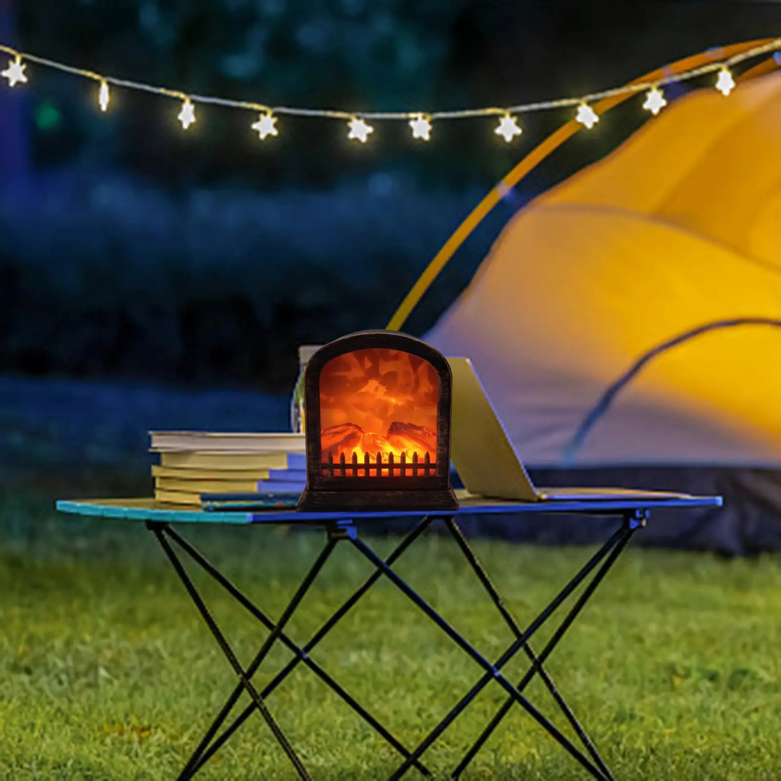 

Simulation Fireplace Lamp USB Powered Retro Outdoor Realistic Ornaments Decorative Lantern Flame Effect for Corridor Desktop