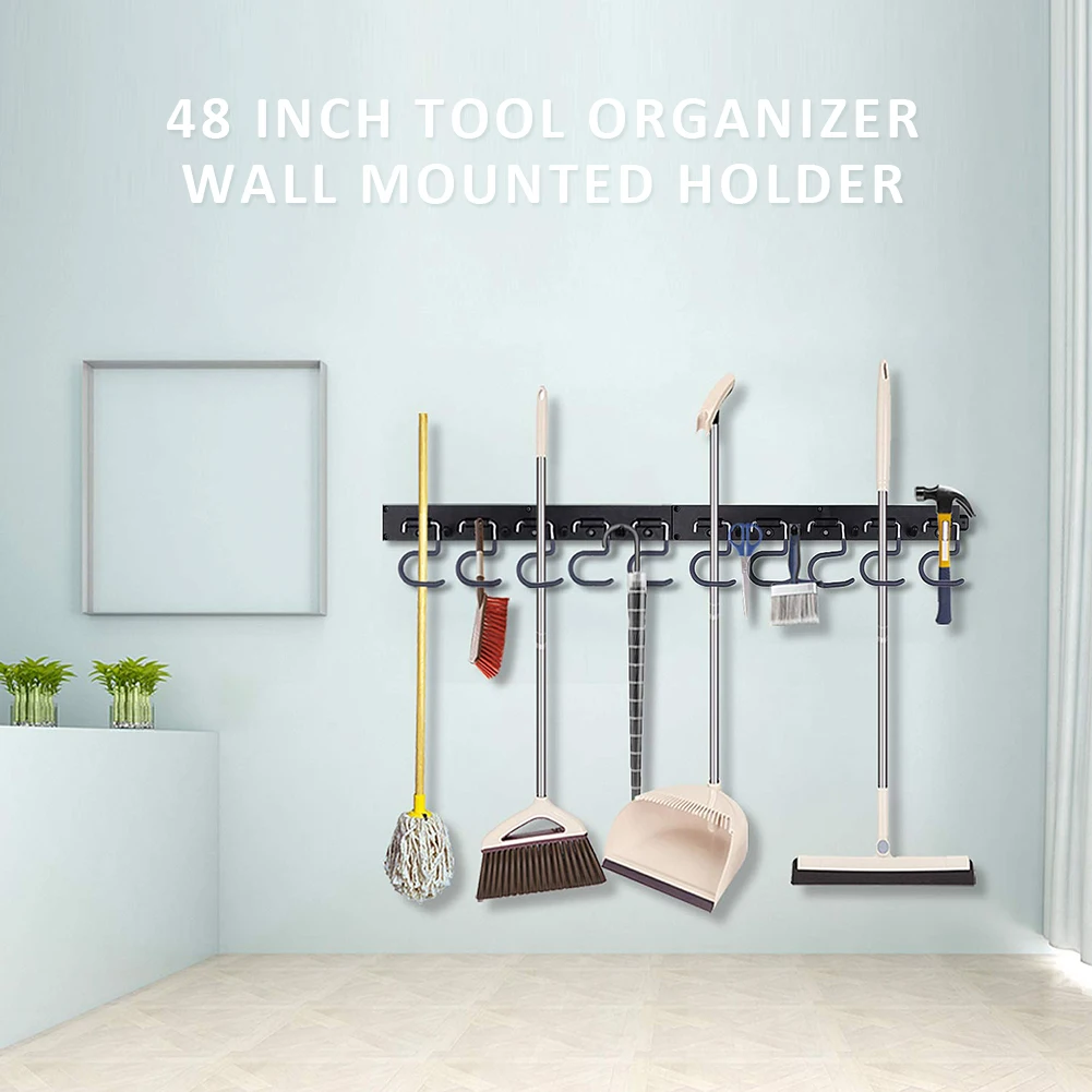 

48 Inch Hook Brooms Hanging Detachable Holder Tool Organizer Garage Storage Workshop ABS Home Durable Wall Mounted Galvanized