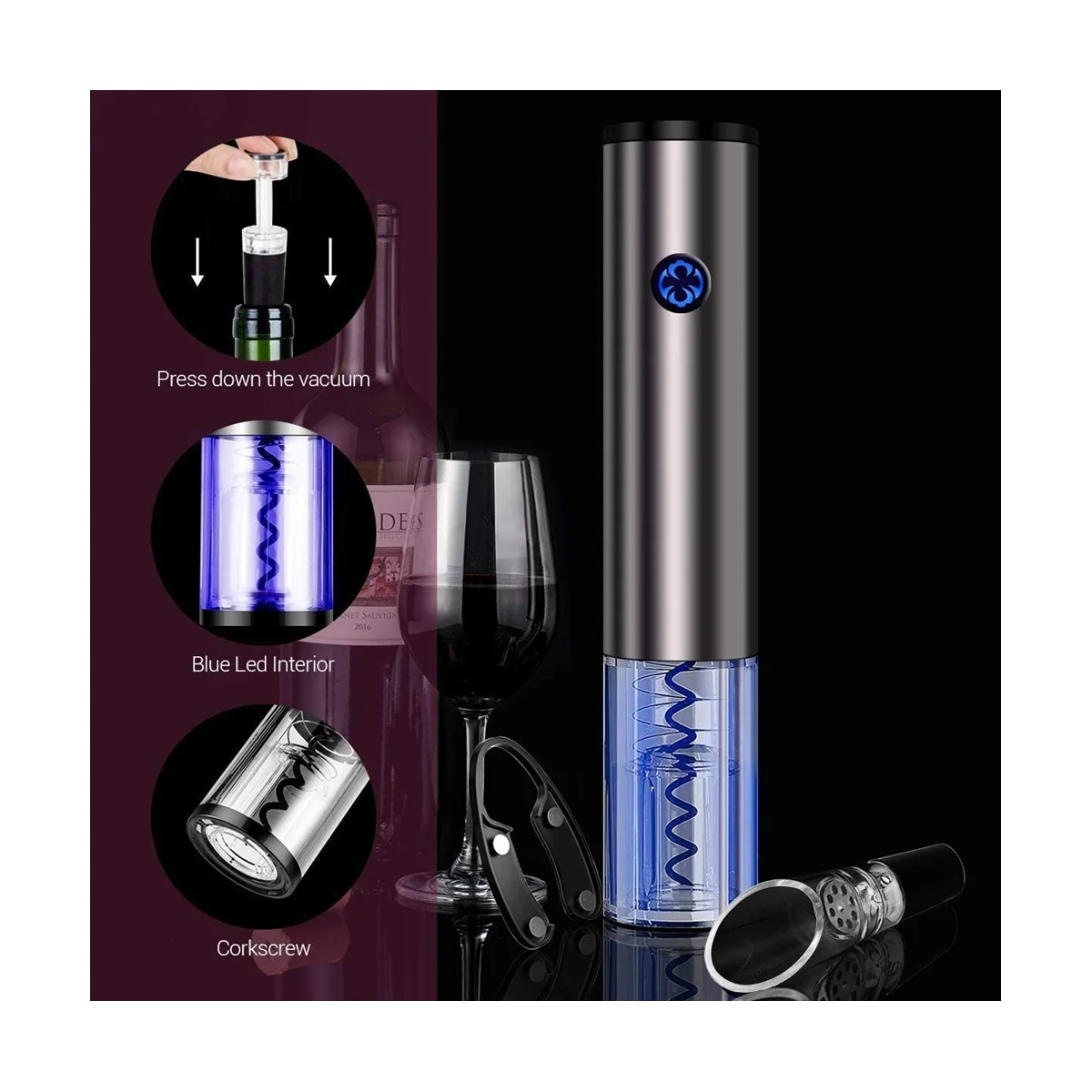 

Электрическая открывалка для вина, автоматическая открывалка для бутылок с Аэратором 2 в 1, набор открывалок для бутылок с фольгой