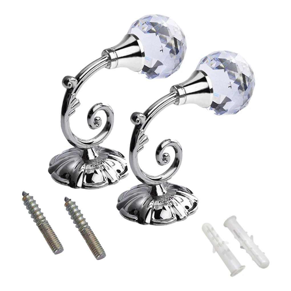 

1 Pair Window Crystal Holdback Home Living Room Bedroom Curtain Drape Hook Tieback Wall Holder Hanger