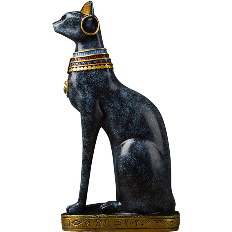 

HOT-Egyptian Cat Resin Craft Vintage Home Decor Modern Goddess God Pharaoh Figurine Statue For Table Ornaments Gift