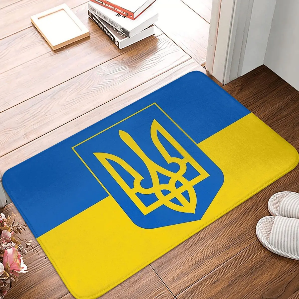 

Ukraine Ukrainian Non-slip Doormat Trident Tryzub Bath Bedroom Mat Outdoor Carpet Flannel Pattern Decor