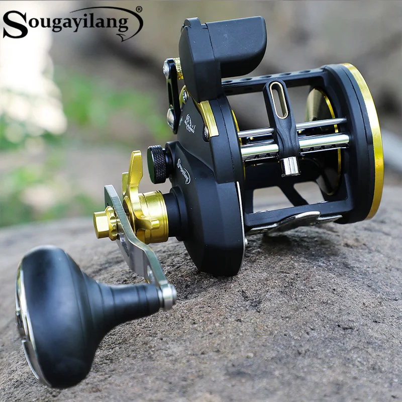 

Sougayilang Saltwater Fishing Reels 6+1BB Casting Sea Fishing Reel Gear Ratio 4.1:1 Trolling Reel Round Baitcasting Reel
