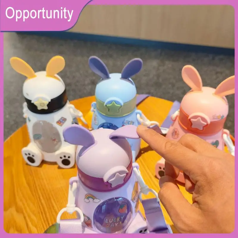 

Cartoon Animal Rabbit Water Bottle High Value Outdoor Straw Water Cup 550ml Adult General Carrying Cup Children Spring Cover Pc