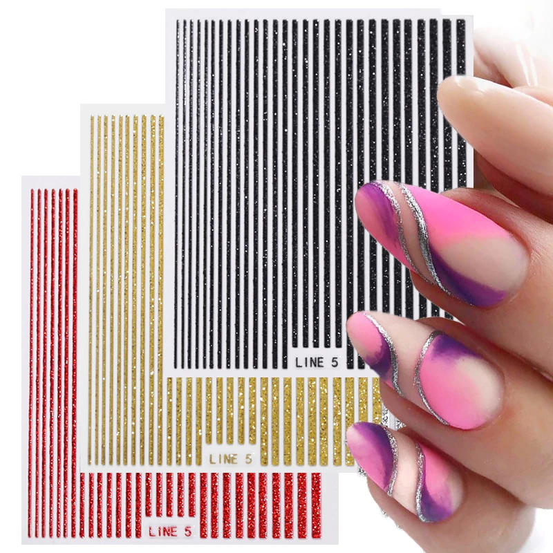 

Новинка, голографическое украшение для ногтей, 3D проекция, лазерные полосы, самоклеящиеся линии для творчества, розовое золото, серебро, 5 цв...