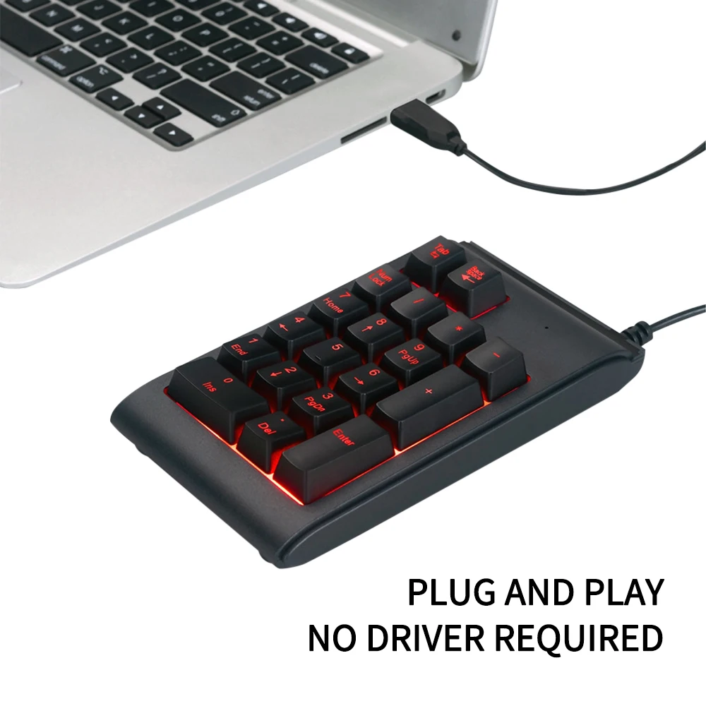 Фото Проводная USB-цифровая клавиатура со светодиодной подсветкой RGB, механическая цифровая клавиатура, 19-клавишная цифровая клавиатура, механическая цифровая клавиатура для настольного ноутбука №2