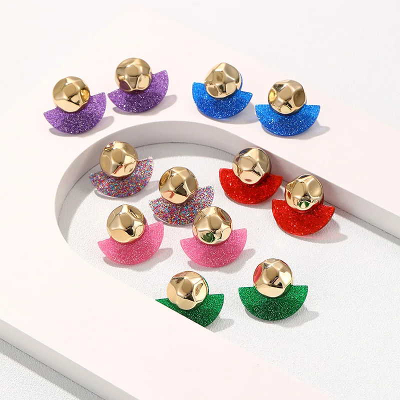 

Korean Fashion Round Gold Bead Earrings Women 2023 Big Vintage Acrylic Resin Colorful Drop Earrings Girls Trendy Jewelry Brincos