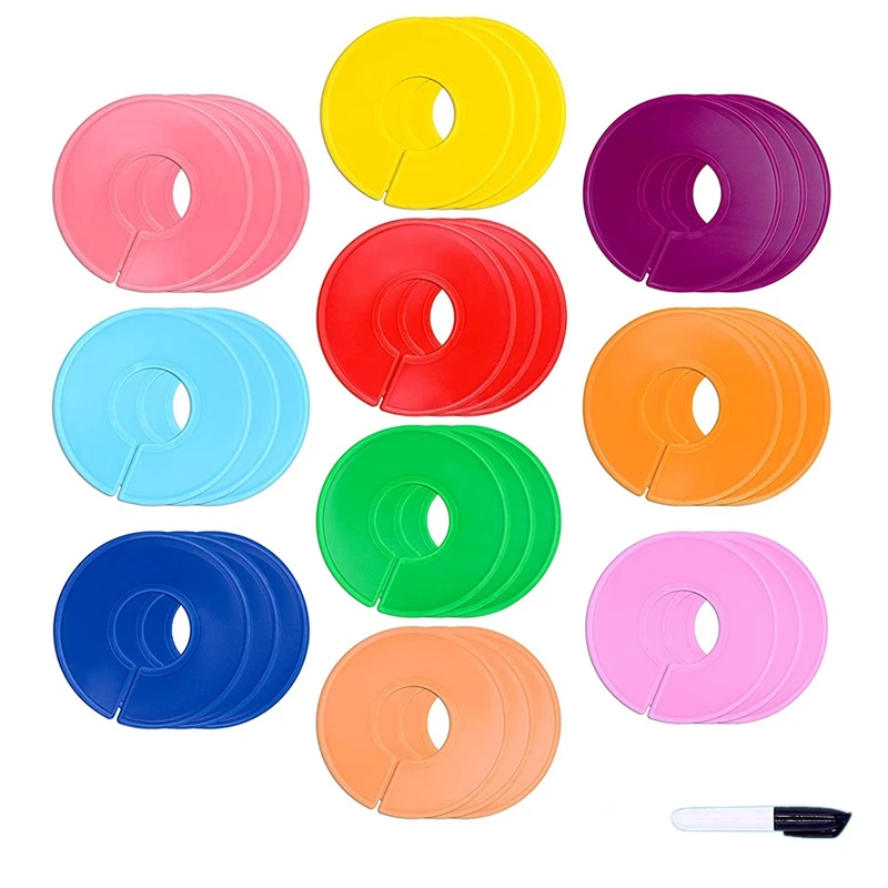 

Вешалка для шкафа, 30 цветов, размер одежды, вешалка для шкафа, разделители, вешалка с 1 маркером (внешний 3,5 дюйма, внутренний 1,38 дюйма в диамет...