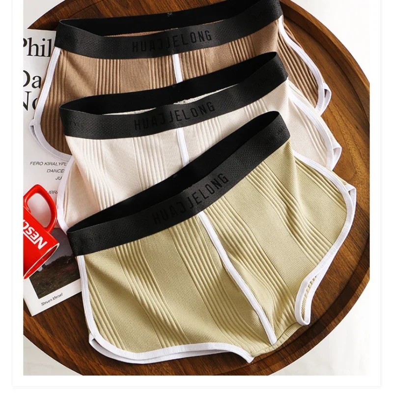 Мужское нижнее белье боксеры в рубчик спортивные дышащие шорты для молодых трусы