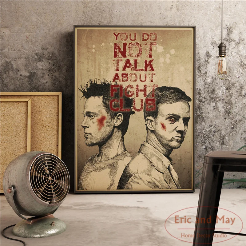 

Movie Classic Fight Club Poster Retro Art Wall Decor Quality Canvas Painting living room Home Decor Picture