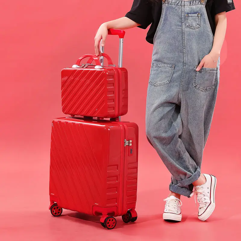 18/20inch travel suitcase small candy trolley bag female trolley luggage set carry on password case boarding suitcase trip cabin