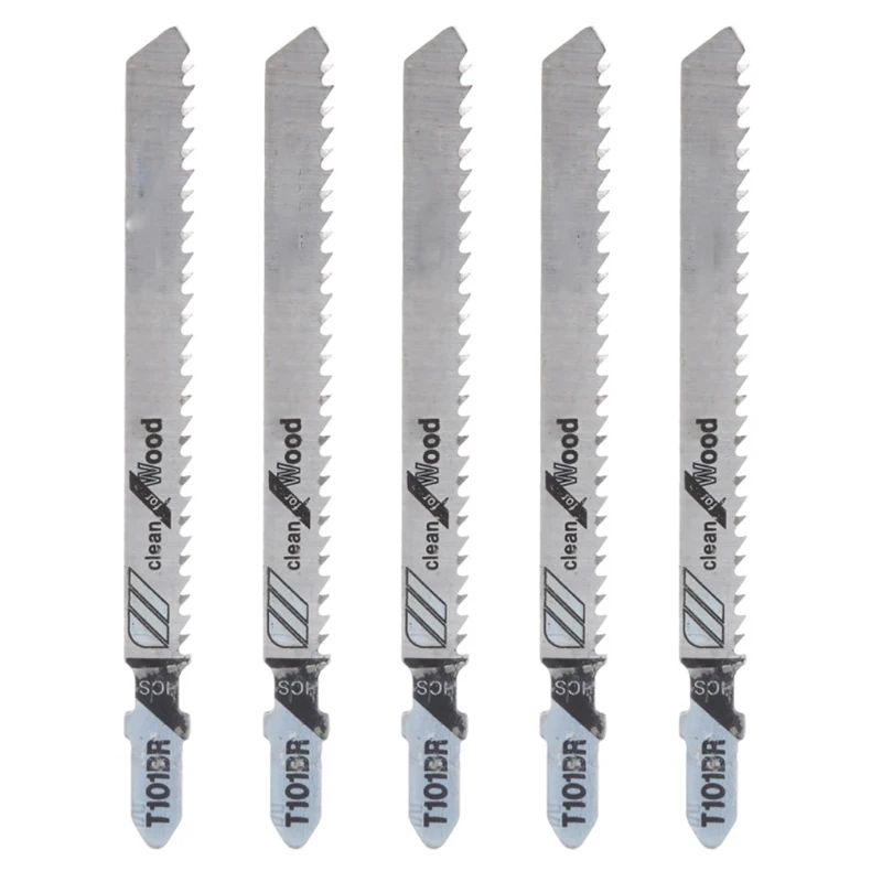 

5pcs/Set T101BR Universal Jigsaw Blades High Speed Wood Cutting HCS Sawing Attachment Hand And Power Tool Accessories