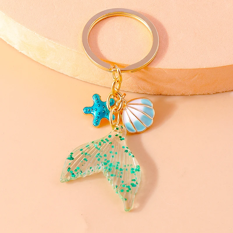 

Cute Summer Beach Starfish Shell Fish Tail Keychains for Car Key Souvenir Gifts for Women Men Handbag Pendants Keyrings