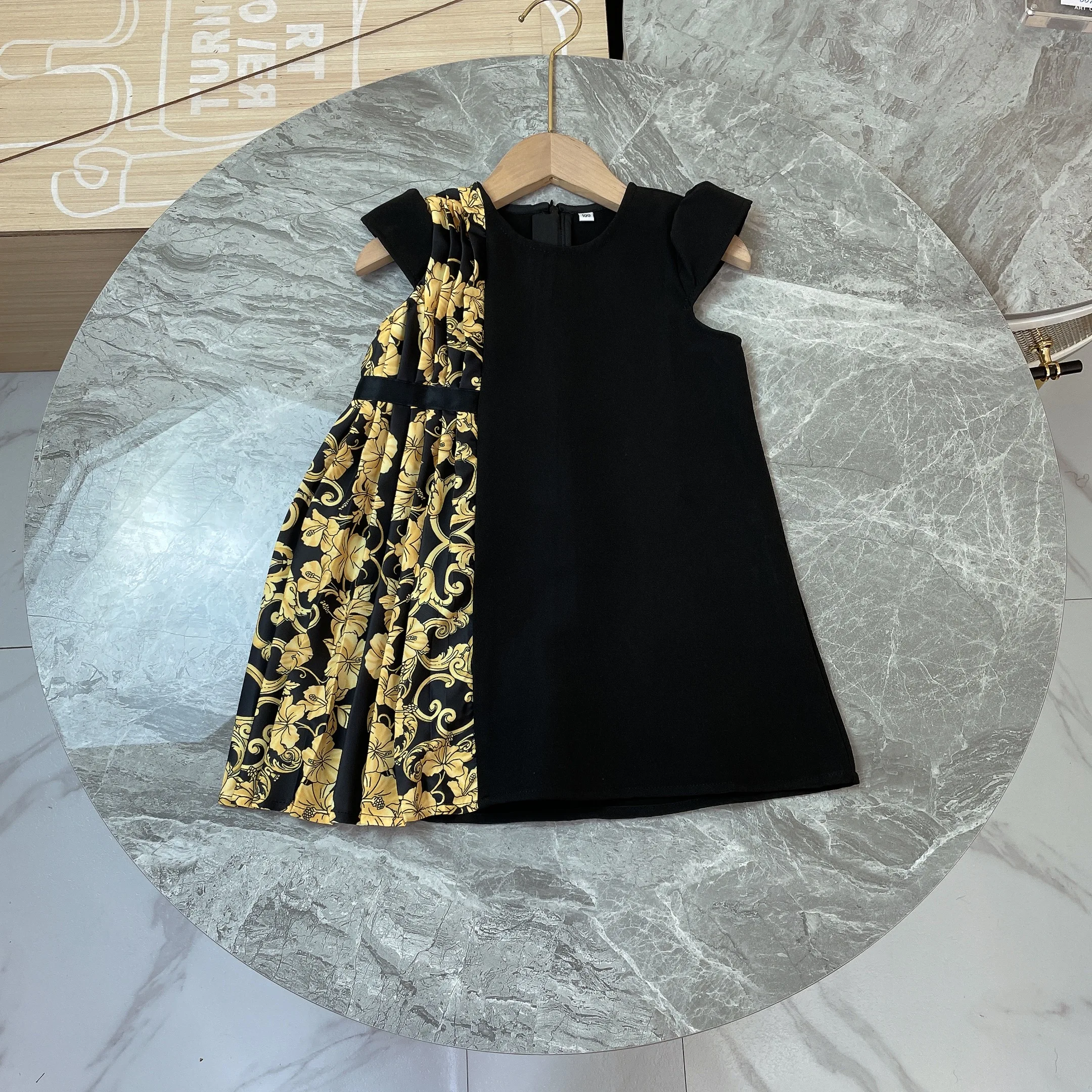 

Luxury brand children's Dress Girls' dress summter clothing classic print patern flying sleeve design elegant fashion little gir