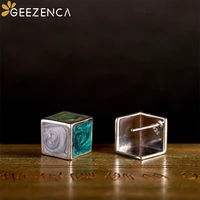 geezenca 925 sterling silver enamel colored cube womens earrings simple chic unusual square three dimensional stud earring gift