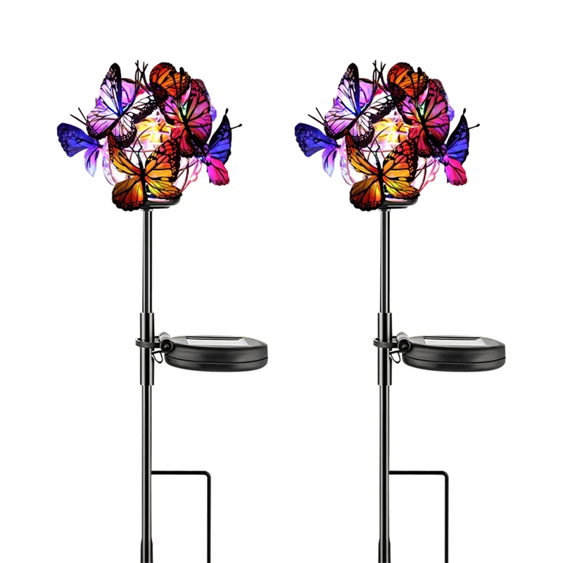 

Outdoor Solar Garden Lights 2 Pack Solar Garden Stake Lights Solar Powered Butterfly Lights Waterproof Decorative