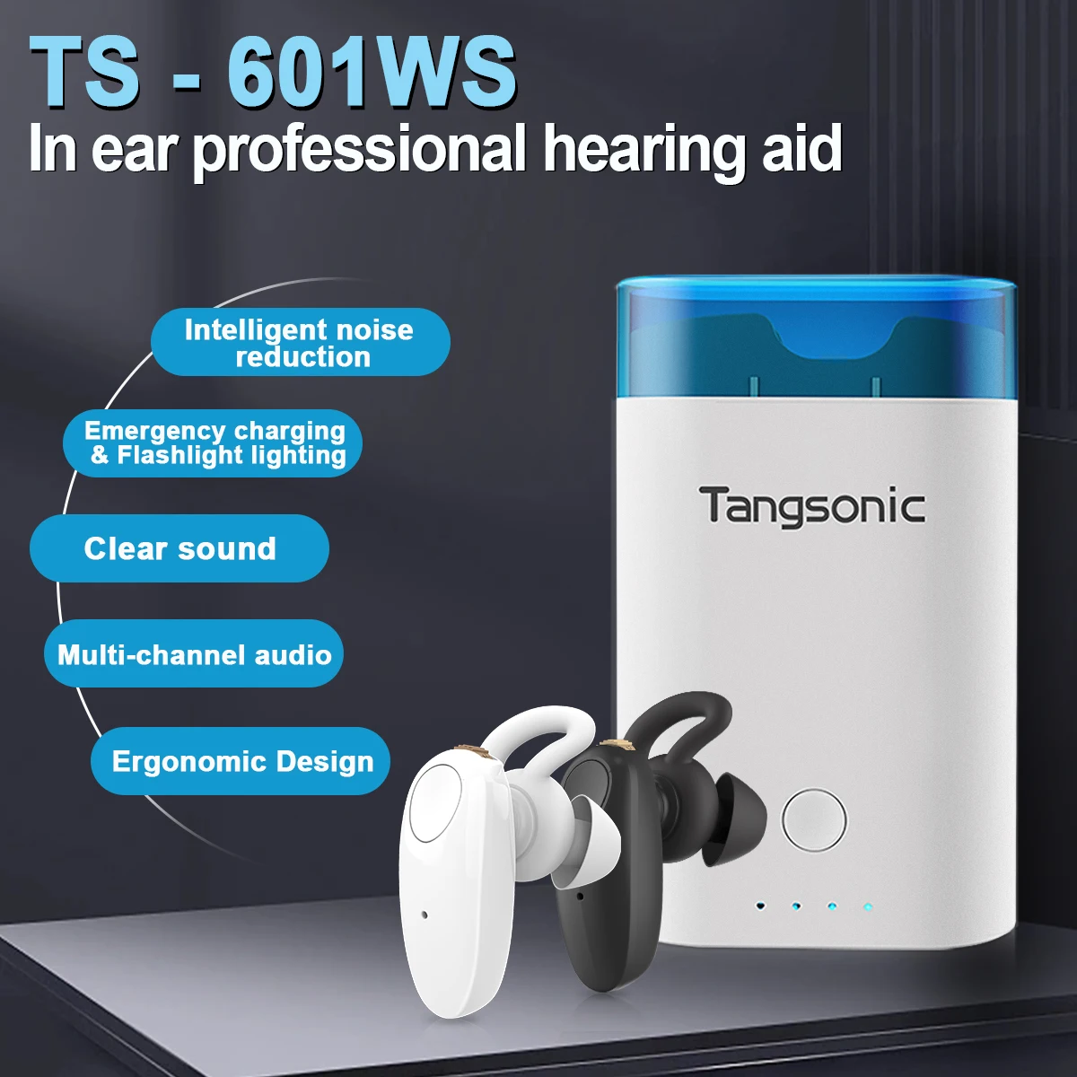 

Digital Rechargeable Hearing Aid for Presbycusis Seniors Hearing impairment Noise Reduction Emergency Flashlight Audio Amplifier