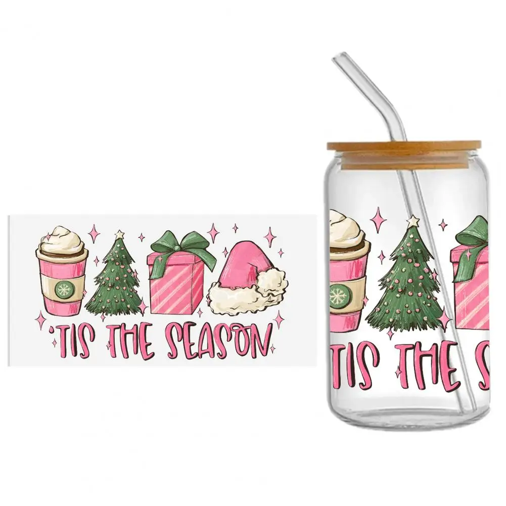 

Glass Cup Sticker Christmas Tree Santa Claus Cup Sticker Waterproof Anti-slip Diy Mug Decoration Decal Laptop Sticker